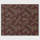 Holly Jolly Greens; Yuletide vertrekt op Maroon Cadeaupapier (Vlak)