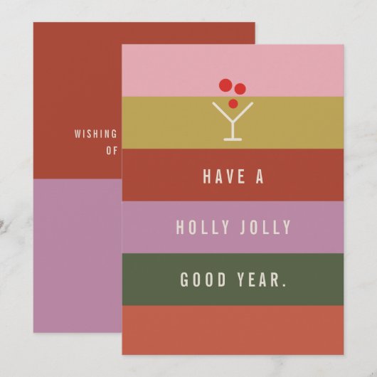 Holly Jolly Greeting Card Feestdagenkaart (Voorkant / Achterkant)