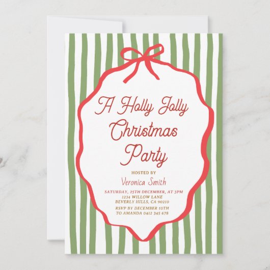 Holly Jolly Holiday Christmas Party Invitation Kaart (Voorkant)