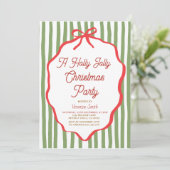 Holly Jolly Holiday Christmas Party Invitation Kaart (Staand voorkant)