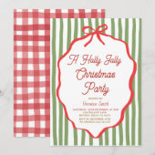 Holly Jolly Holiday Christmas Party Invitation Kaart (Voorkant / Achterkant)