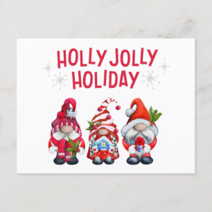 Holly Jolly Holiday Gnomes Feestdagenkaart