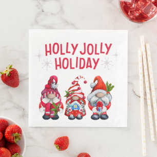 Holly Jolly Holiday Gnomes Servet