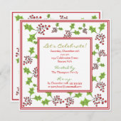 Holly Jolly Holiday Party Invitation Kaart (Voorkant / Achterkant)