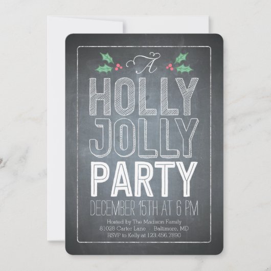 Holly Jolly Holiday Party Uitnodiging (Voorkant)