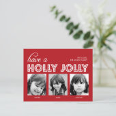 Holly Jolly Holiday Photo Card Briefkaart (Staand voorkant)