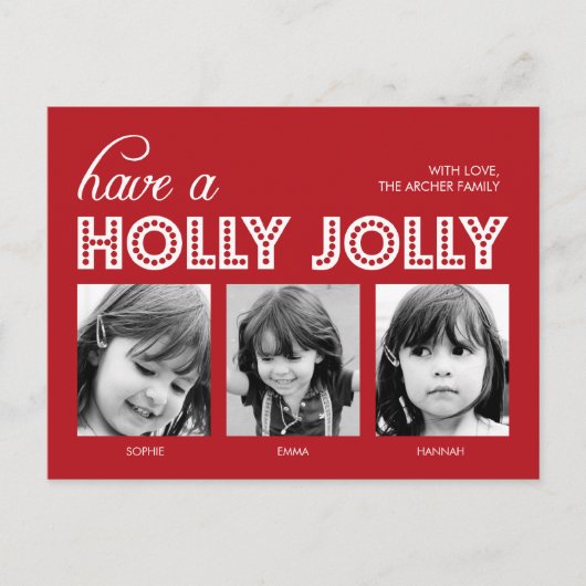 Holly Jolly Holiday Photo Card Briefkaart (Voorkant)