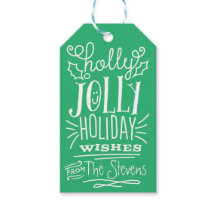 Holly Jolly Holiday Wishes Cadeau Label