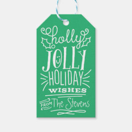 Holly Jolly Holiday Wishes Cadeau Label Cadeaulabel