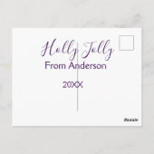 Holly Jolly holidays add name family year purple s Briefkaart (Achterkant)