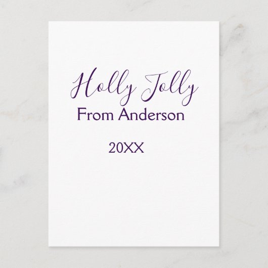 Holly Jolly holidays add name family year purple s Briefkaart (Voorkant)