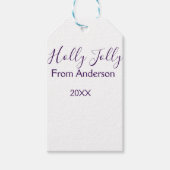 Holly Jolly holidays add name family year purple s Cadeaulabel (Voorkant)