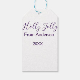 Holly Jolly holidays add name family year purple s Cadeaulabel