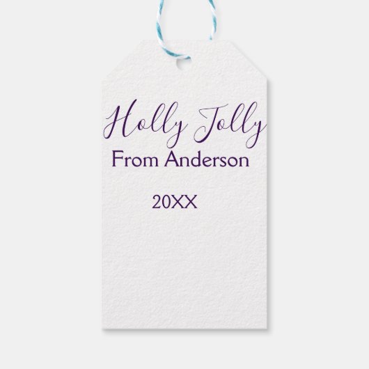 Holly Jolly holidays add name family year purple s Cadeaulabel (Achterkant)