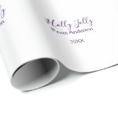 Holly Jolly holidays add name family year purple s Cadeaupapier (Rol Hoek)
