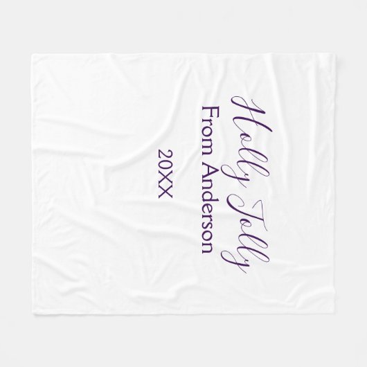 Holly Jolly holidays add name family year purple s Fleece Deken (Voorkant (Horizontaal))