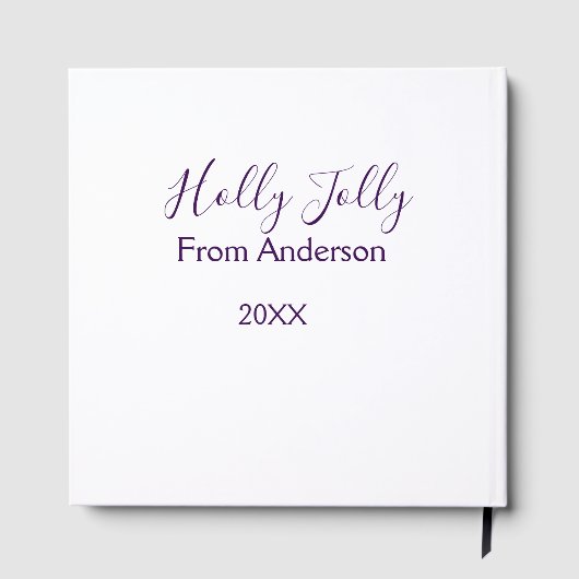 Holly Jolly holidays add name family year purple s Gastenboek (Achterkant)
