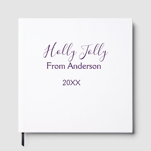 Holly Jolly holidays add name family year purple s Gastenboek (Voorkant)