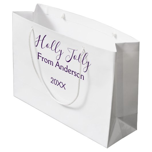 Holly Jolly holidays add name family year purple s Groot Cadeauzakje (Achterkant Gekanteld)