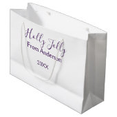Holly Jolly holidays add name family year purple s Groot Cadeauzakje (Voorkant Gekanteld)