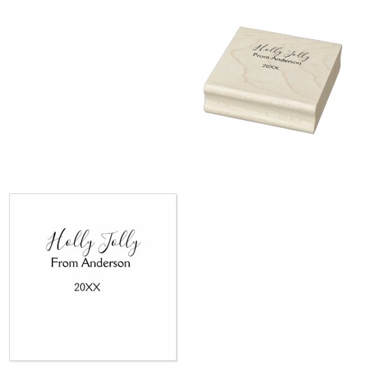Holly Jolly holidays add name family year purple s Rubberstempel (Gestempeld)