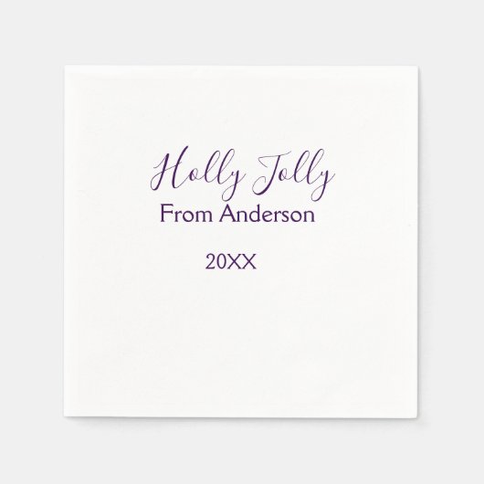 Holly Jolly holidays add name family year purple s Servet (Voorkant)