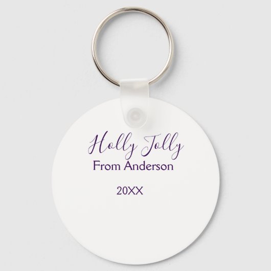 Holly Jolly holidays add name family year purple s Sleutelhanger (Voorkant)