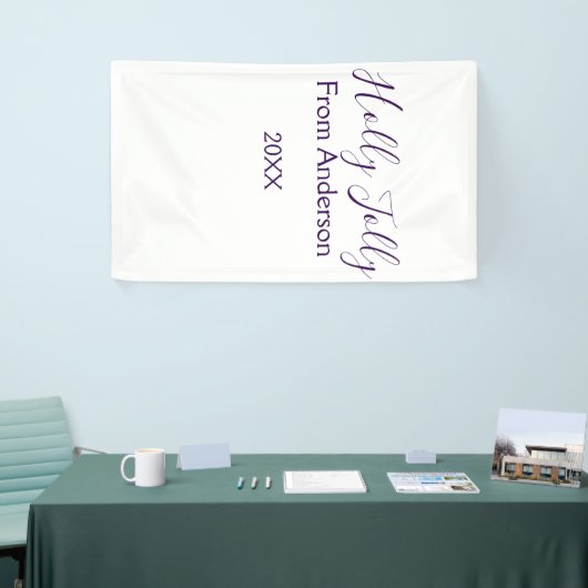 Holly Jolly holidays add name family year purple s Spandoek (Beurs)