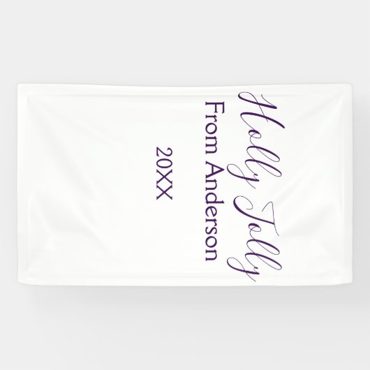 Holly Jolly holidays add name family year purple s Spandoek (Horizontaal)