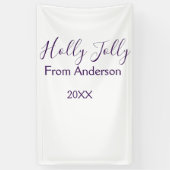 Holly Jolly holidays add name family year purple s Spandoek (Verticaal)