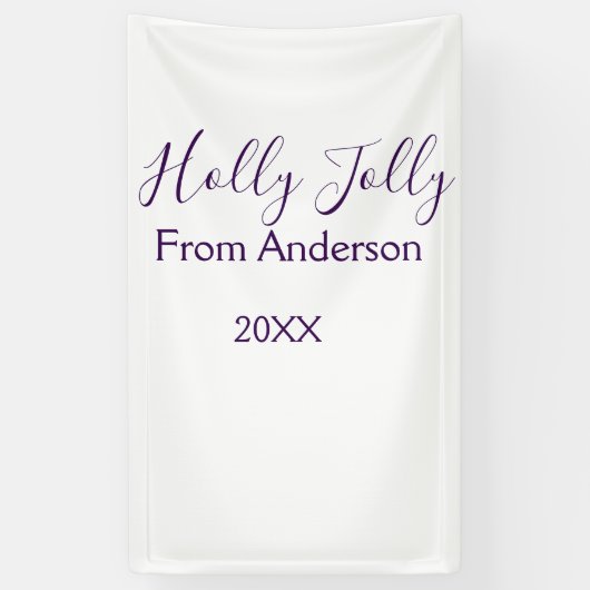 Holly Jolly holidays add name family year purple s Spandoek (Verticaal)