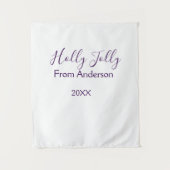 Holly Jolly holidays add name family year purple s Wandkleed (Voorkant)