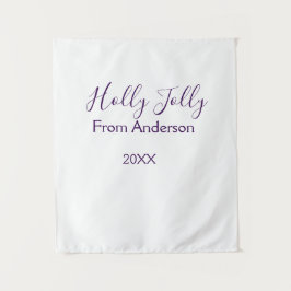 Holly Jolly holidays add name family year purple s Wandkleed