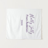 Holly Jolly holidays add name family year purple s Wandkleed (Voorkant (horizontaal))