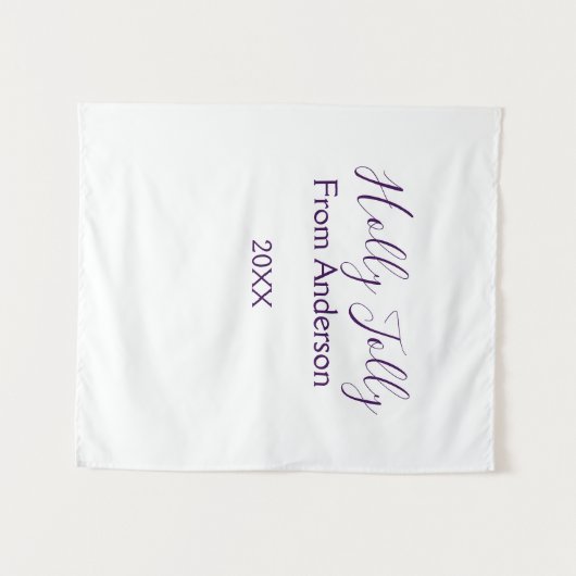 Holly Jolly holidays add name family year purple s Wandkleed (Voorkant (horizontaal))