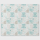 Holly Jolly Joy Deck de zalen Crème Kerstmis Cadeaupapier (Vlak)