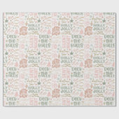 Holly Jolly Joy Deck de zalen Crème Kerstmis Cadeaupapier (Vlak)