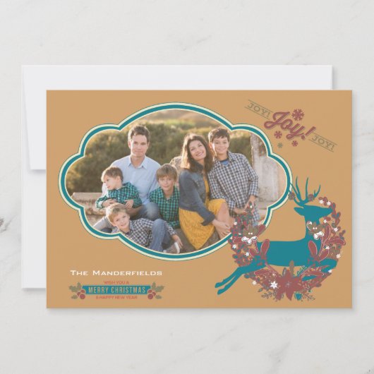 Holly Jolly Joy Kerstvakantie fotokaart Feestdagenkaart (Voorkant)