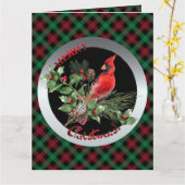 Holly Jolly Kardinaal Groeten van Kerstmis Kaart (Gele Bloem)