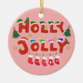 Holly Jolly Keramisch Ornament (Voorkant)