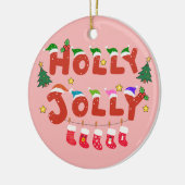Holly Jolly Keramisch Ornament (Links)