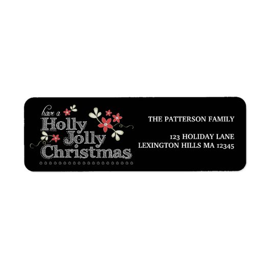 Holly Jolly Kerst Chalkboard Adreslabel Etiket (Voorkant)