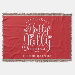 Holly Jolly Kerst Feestdagen Familienaam Deken