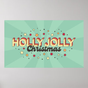 Holly jolly Kerst retro striptypografie Poster