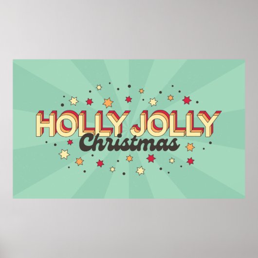 Holly jolly Kerst retro striptypografie Poster (Voorkant)