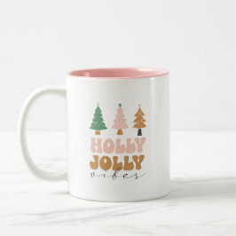 Holly jolly kerstcadeau koffiekopje tweekleurige koffiemok