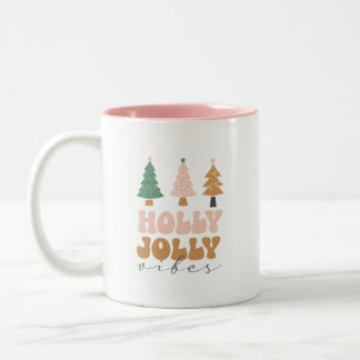 Holly jolly kerstcadeau koffiekopje tweekleurige koffiemok