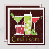 Holly Jolly kerstcocktail Party Invitation Kaart (Voorkant / Achterkant)