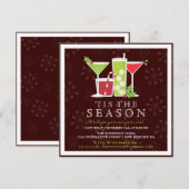 Holly Jolly kerstcocktail Party Invitation Kaart (Voorkant / Achterkant)