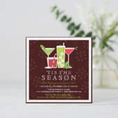 Holly Jolly kerstcocktail Party Invitation Kaart (Staand voorkant)